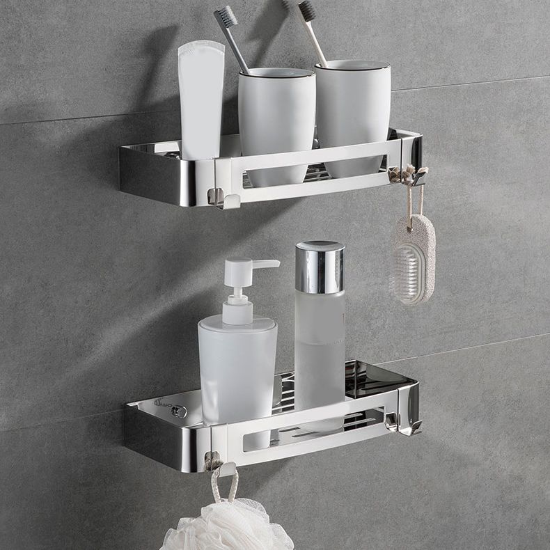 Contemporary 2/3-Piece Bathroom Accessory Set Geometric Bath Shelf in Stainless Steel