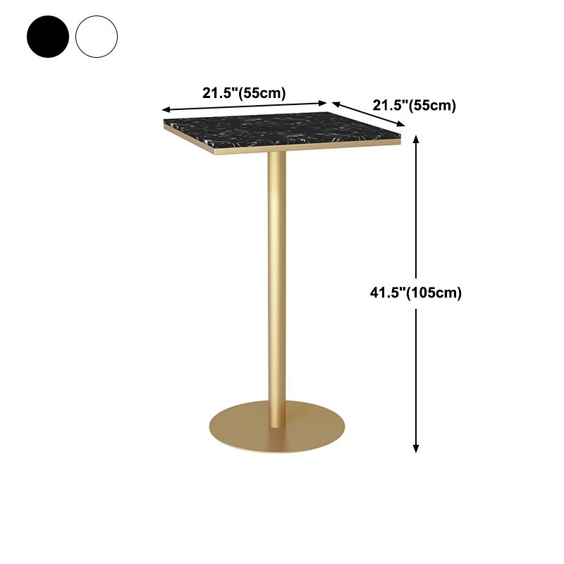 Glam -stijl gouden ijzeren balktafel marmeren top bistro tafel - 21.6 "w x 41.3" h h