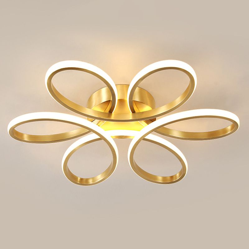 Flower Semi Flush Mount Light Acrylic Modern Simplicity Flush Ceiling Light Fixtures for Bedroom