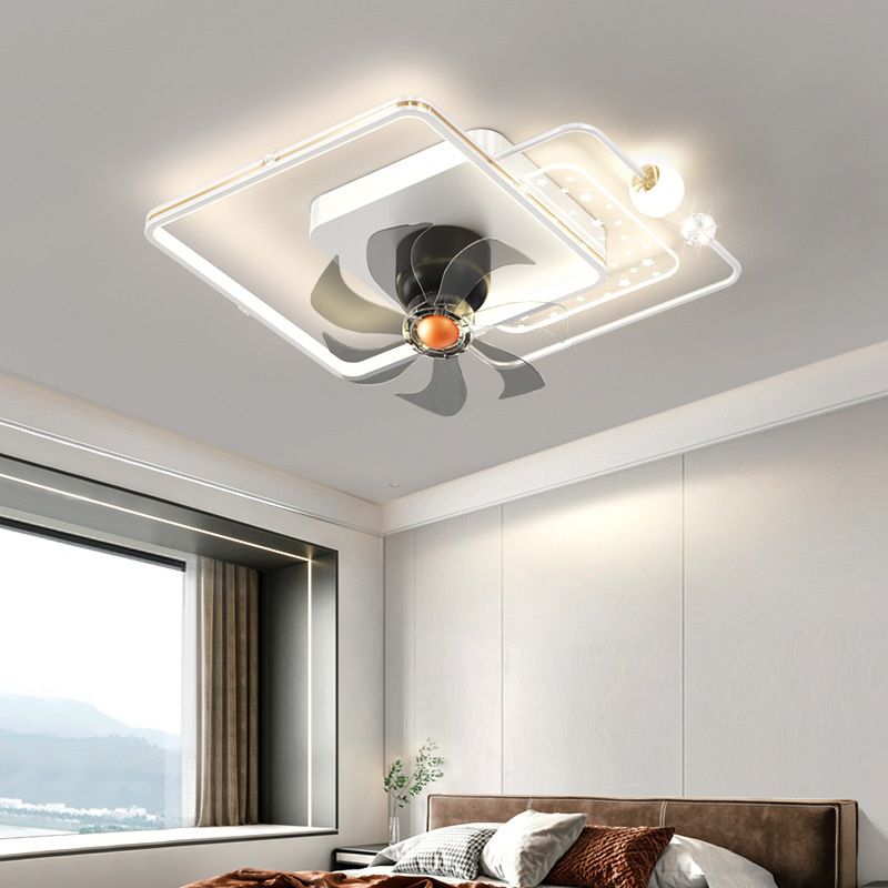 Modern LED Geometric Ceiling Fan White & Gold Fan Lighting Fixture