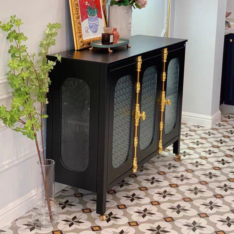 Contemporary Metal Curio Cabinet Glass Hutch Cabinet with Doors