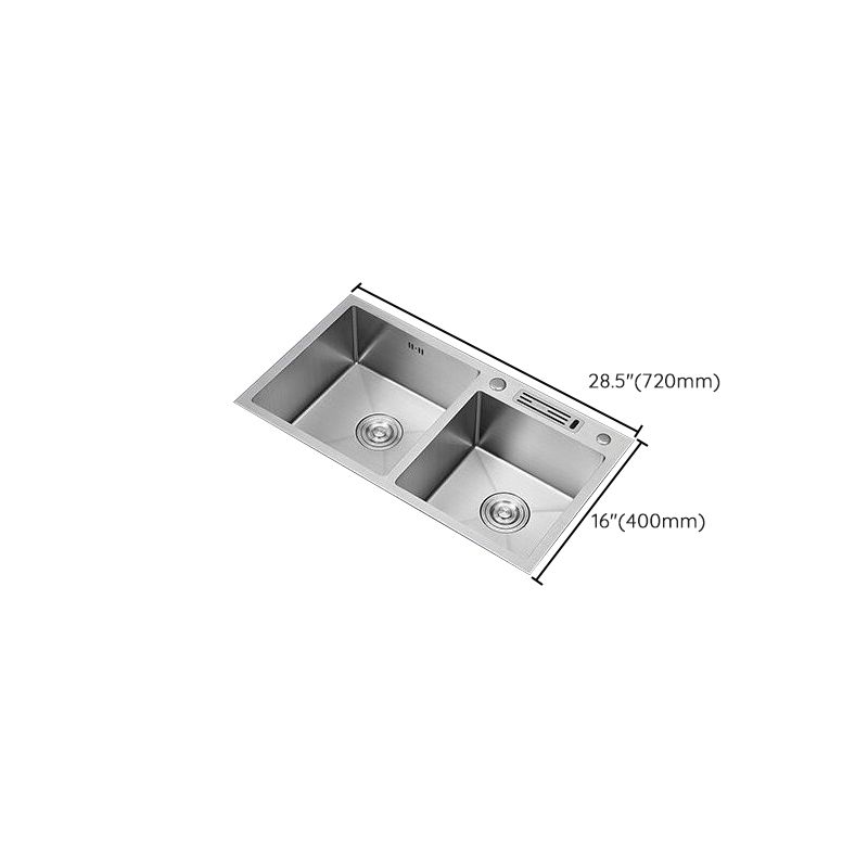 Drop-In Kitchen Sink Stainless Steel Modern Style Rectangle Kitchen Double Sink