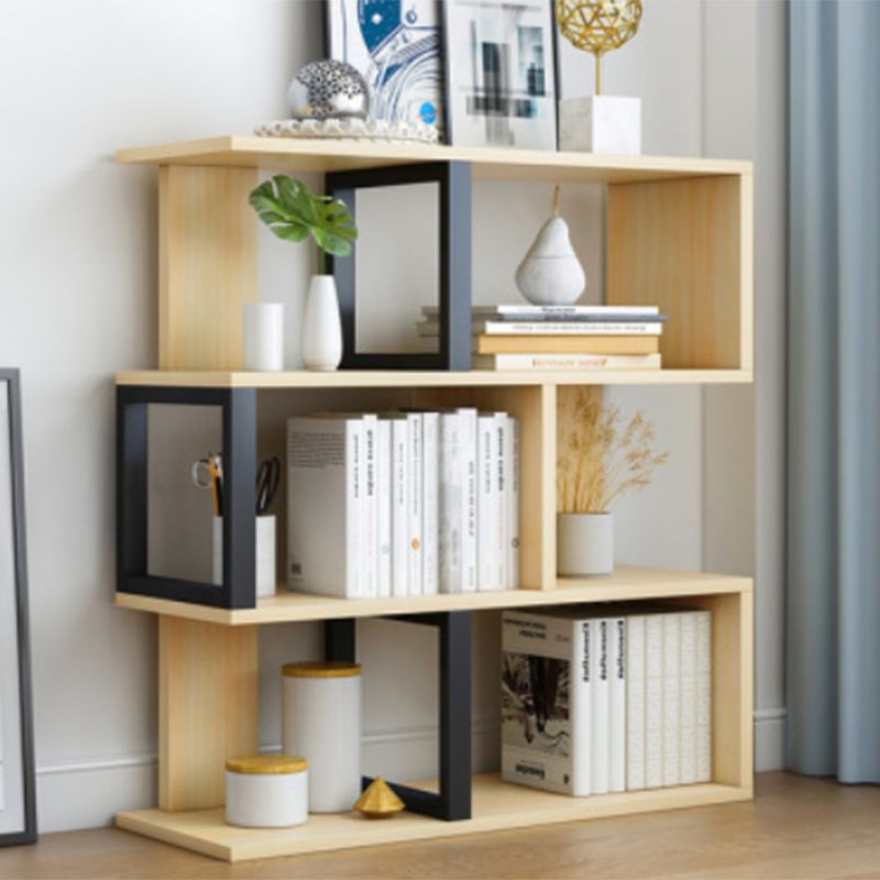 Wood Standard Bookcase Contemporary Style Open Back Bookshelf for Home Office