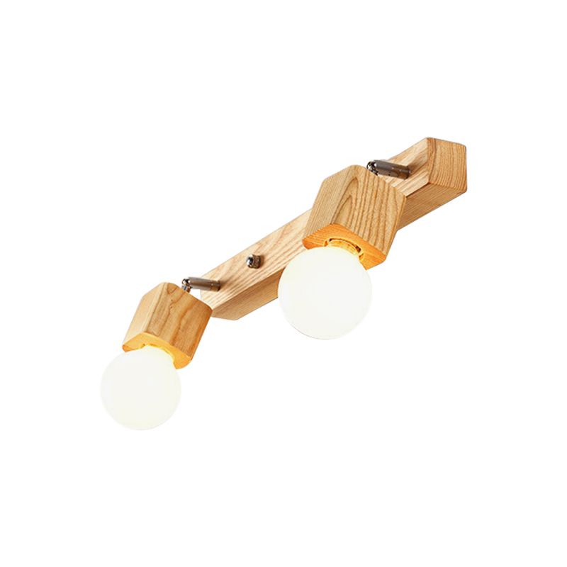 Lámpara de tocador de diseño de bombilla de madera nórdica 2/4/5 bombillas Beige Ajustable de montaje de pared Luz de luz