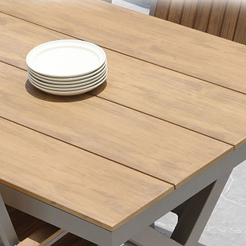 Modern Artificial Wood Courtyard Table Geometric Waterproof Outdoor Table