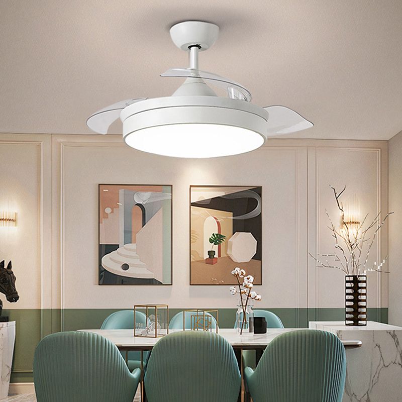 Modern Simple Iron Ceiling Fan Lamp Circle Shape LED Ceiling Fan Light for Bedroom