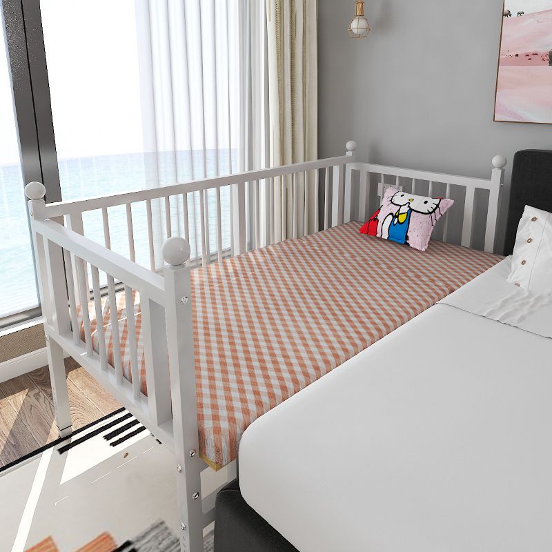 Contemporary White Standard Bed Metal Kids Bed with Guardrail