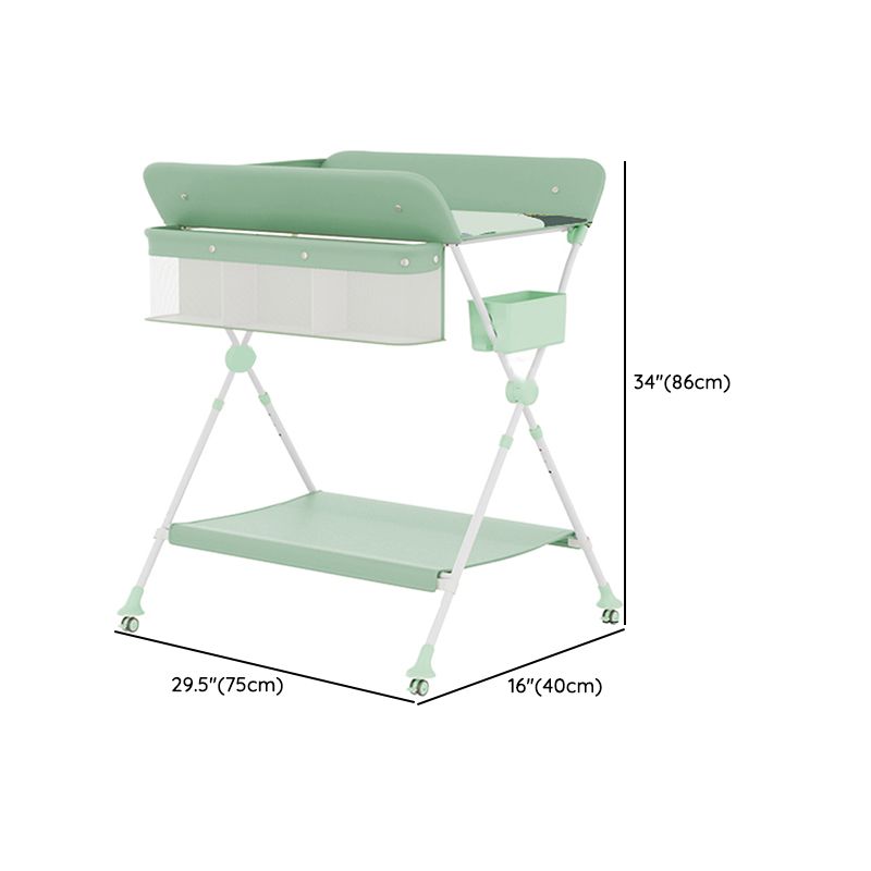 Modern Metal Baby Changing Table Safety Rails Changing Table With 4 Wheels