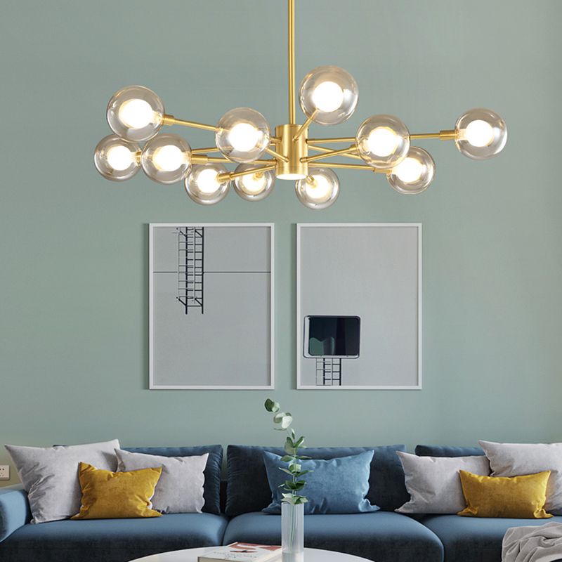 Luminaires en verre transparent transparent contemporain Chandelier Starburst Sockets pour le salon