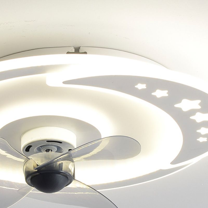 Round LED Ceiling Fan Light Contemporary Metal LED Ceiling Fan for Kid's Room