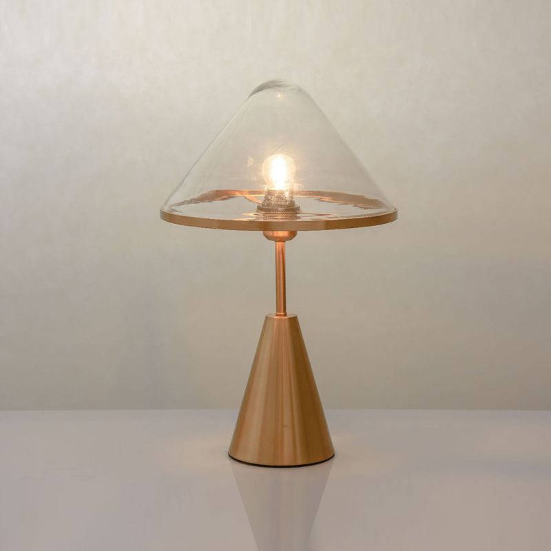 Goldkegelform Tischlampe Nordic Style Tischlicht mit Glas für Schlafzimmer