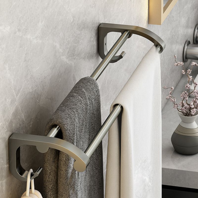 Modernism Aluminum Bathroom Hardware Set Gray Metal Bathroom Set with Towel Bar/Bath Shelf