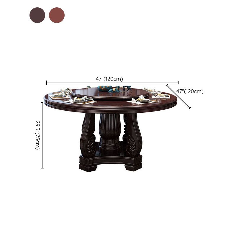 Wood Pedestal Dining Table Turntable Dining Table for Dining Room