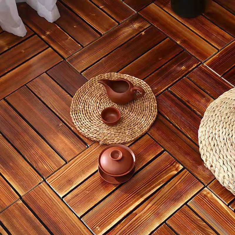 4-Slat Wood Floor Tiles Interlocking Installation Floor Board Tiles