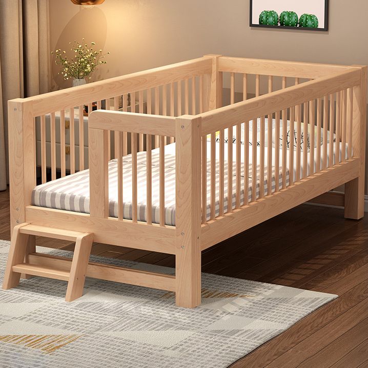 Scandinavian Solid Wood Baby Crib Toddler Guard Rails Included Nursery Bed