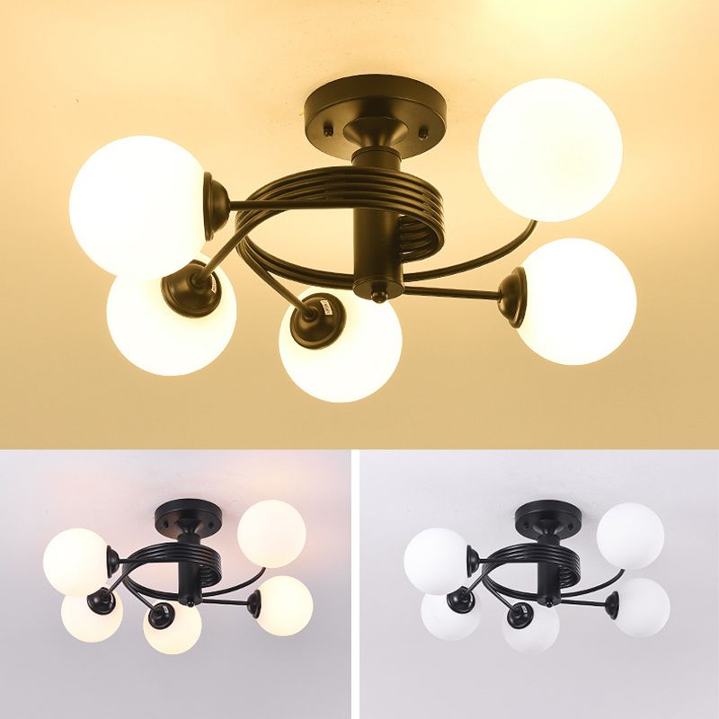 3/5-Light Black/Golden Modern Flush Mount Lighting LED Ceiling Light for Bedroom