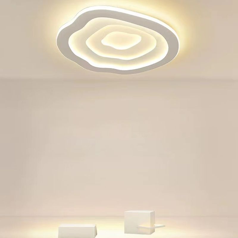 White LED Modern Metal Flush Mount Geometric Shape Ceiling Light with Acrylic Shade