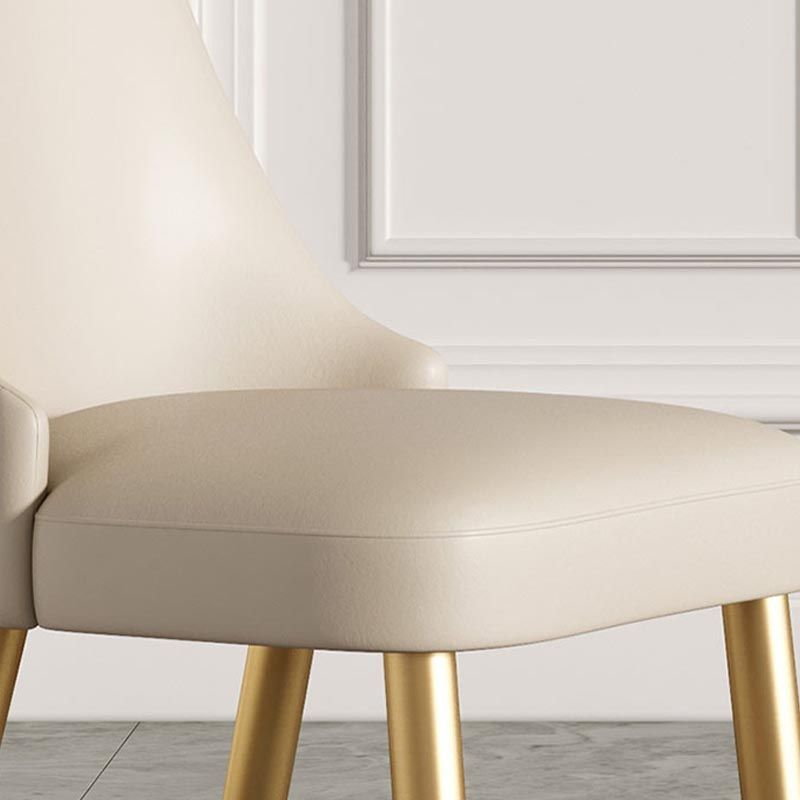 Glam Upholstered Dining Chair Leather Dining Chair with Gold Legs