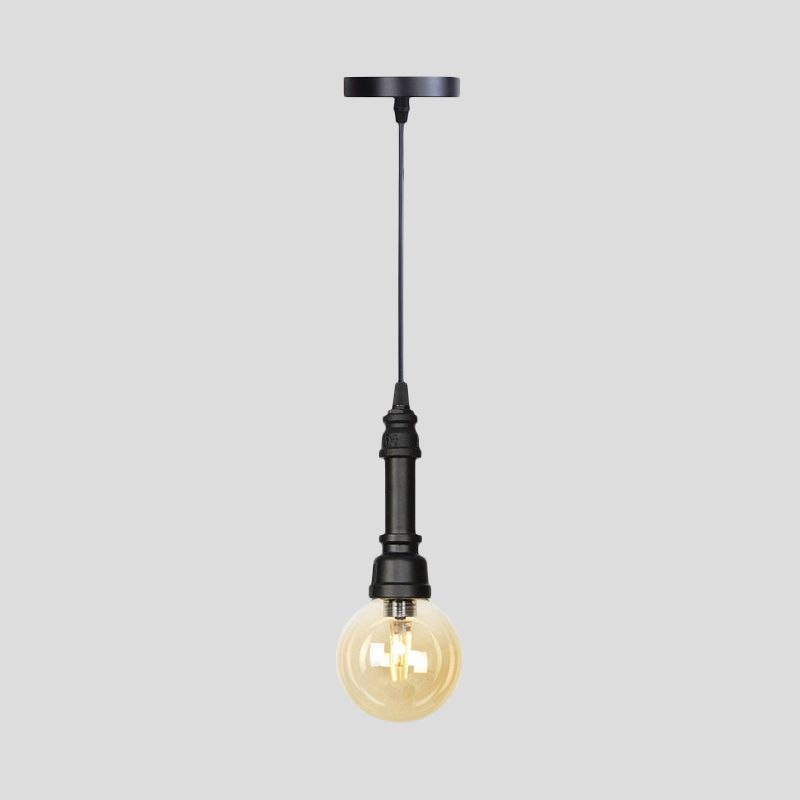 1 lichte bal/capsule suspensie licht industriële zwarte afwerking barnsteen glazen plafond hanglamp buislamp