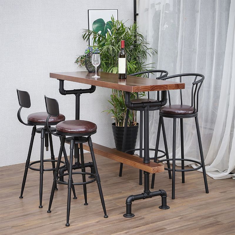 Brown Industrial Bar Table Pine Wood Milk Tea Shop Casual Bar Table