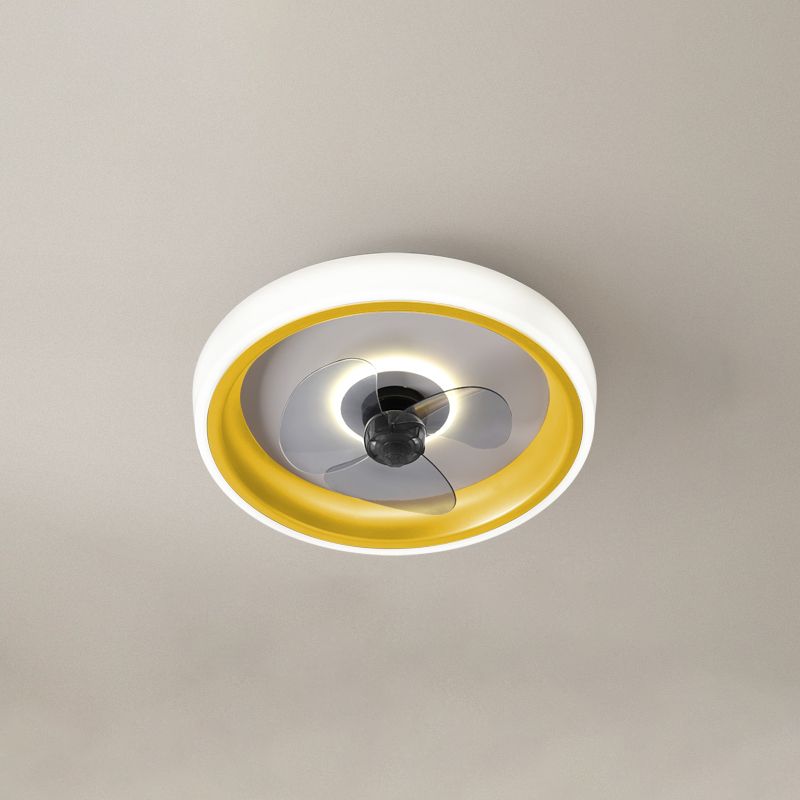 Modern Concise LED Ceiling Fan Light Wrought Iron Circular Flush Mount with Acrylic Shade