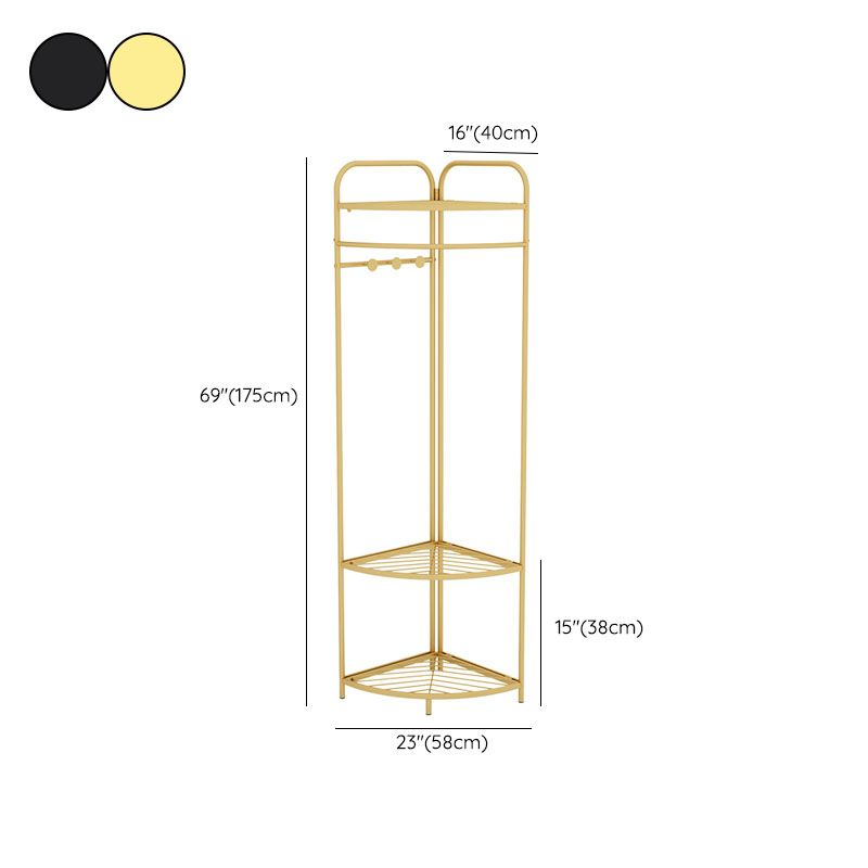 Contemporary Style Coat Hanger Multilayer Shelves Metallic Entry Coat Rack