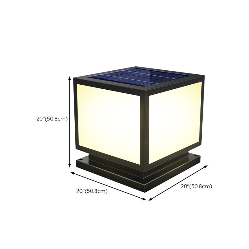 Square Pillar Lamp Solar Energy Outdoor Light with Stainless Steel for Patio