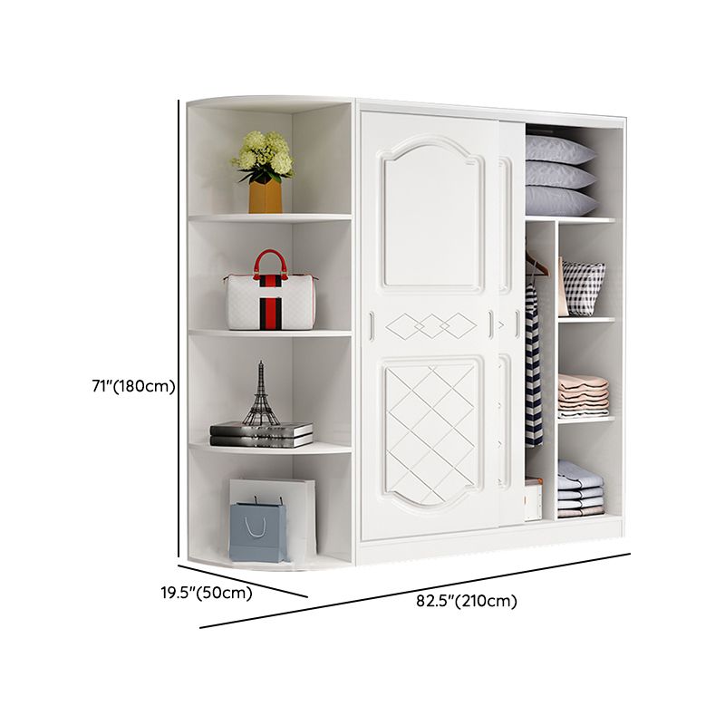 Contemporary White Coat Locker Solid Wood Closet with1 Sliding Door