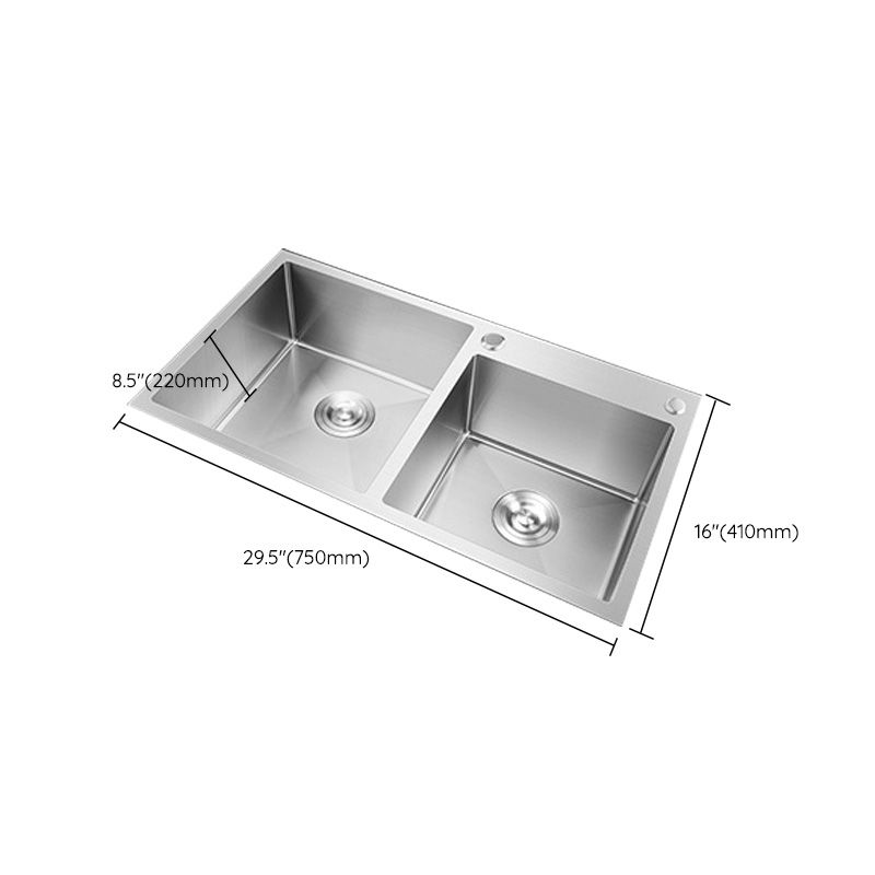 Rectangle Stainless Steel Kitchen Sink with Drain Assembly Contemporary Sink