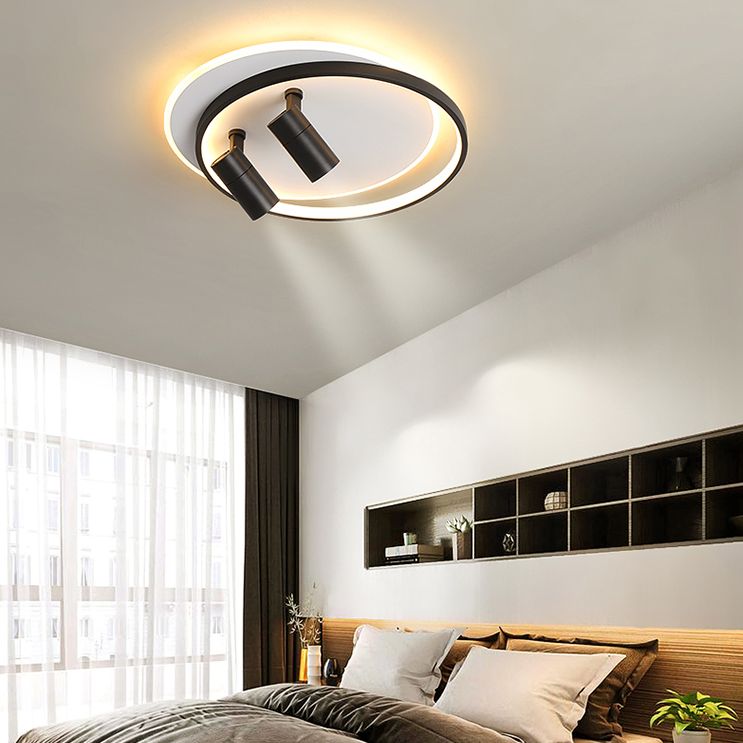 1-Light LED Semi Flush Mount with Circular Acrylic Shade Modern Creative Style Ceiling Light for Corridor