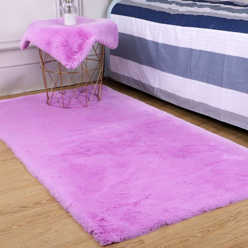 Tapis de salon en fantaisie Couleur solide Polyester Area Tapis de soins de soins faciles