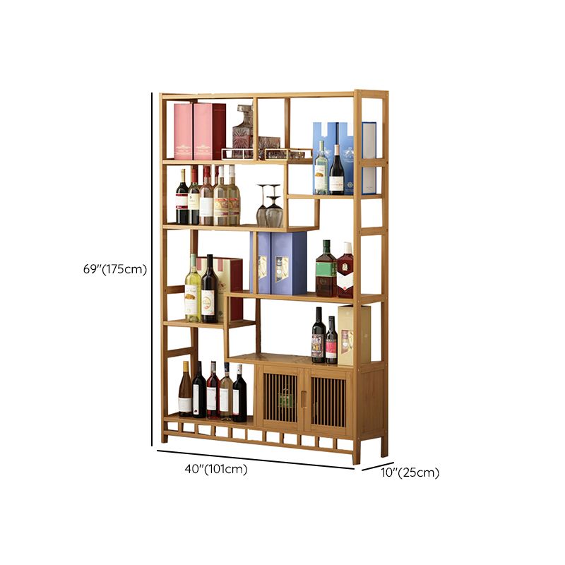 Floor Wine Rack Solid Wood Wine Bottle Rack with Shelves for Living Room