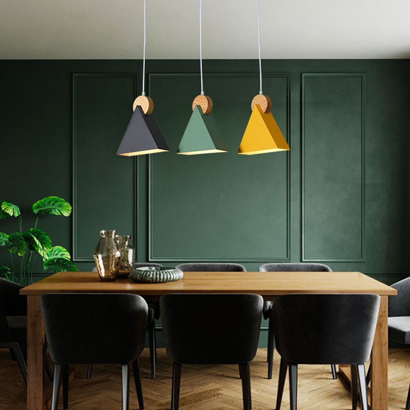 Contemporary Style Colorful Wooden Hanging Light Metal Pendent Lighting Fixture