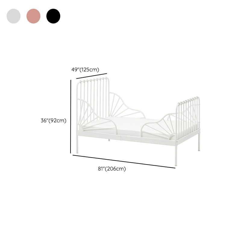 Contemporary Kids Bed Metal Slat Headboard Princess with Footboard Mattress