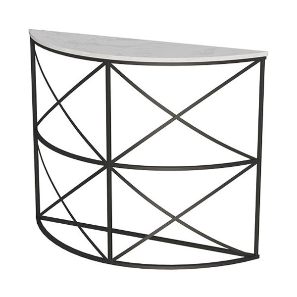 Contemporary Marble Console Sofa Table Half Moon End Table for Hall