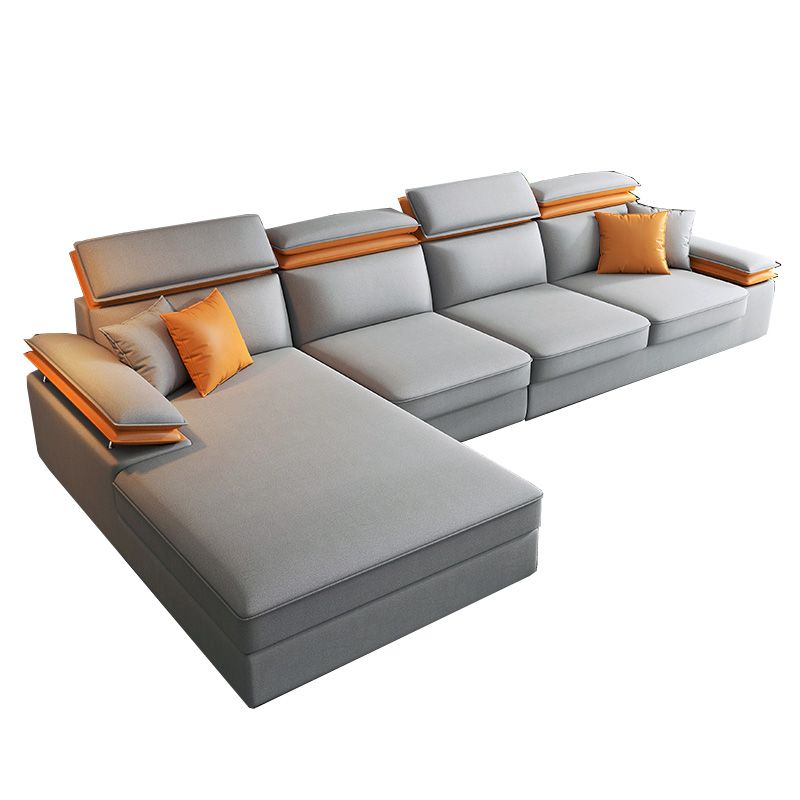 118.11"L x 66.93"W x 37.4"H Modern Fabric Sectional Cushion Back  Sofa and Chaise