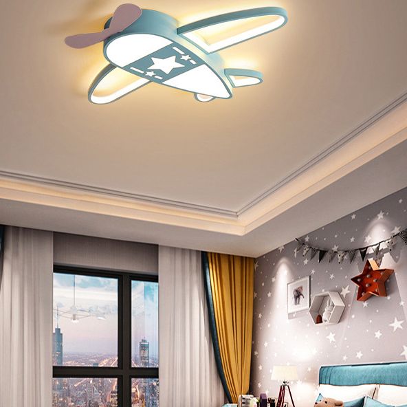 Avión de hélice habitación infantil LED lámpara empotrada acrílico niños superficie luz de techo