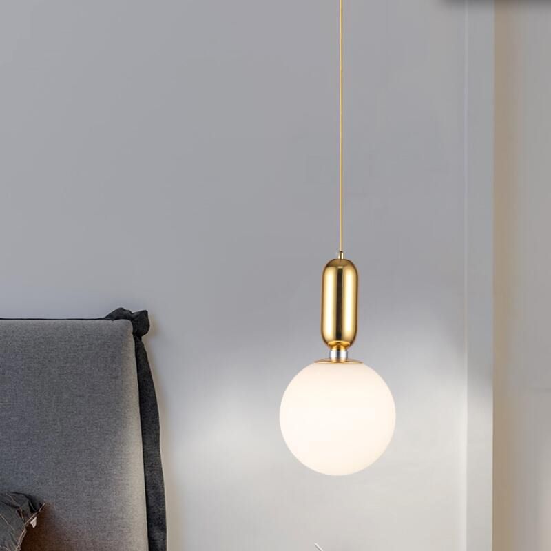 Milchky weißes Glas Globus hängende helle Single -Glühen moderne Einfachheitsstil Anhängerlampe für Schlafzimmer