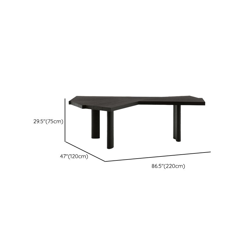 Free Form Shaped Office Laptop Table Wood Writing Desk in Black with 3 Legs