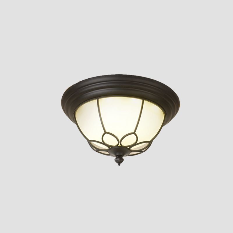 Traditional LED Ceiling Light Geometric Flush Mount with White Glass Shade