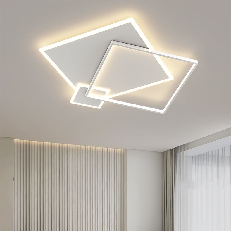 Square 3 - Light LED Ceiling Mount in Matte White Iron and Acrylic Flush