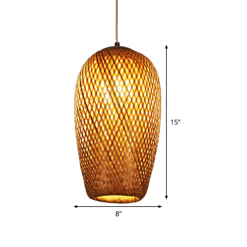 Criscross Woven Affermata lanterna Bamboo cinese Bamboo 1 lampadina marrone marrone per il ristorante