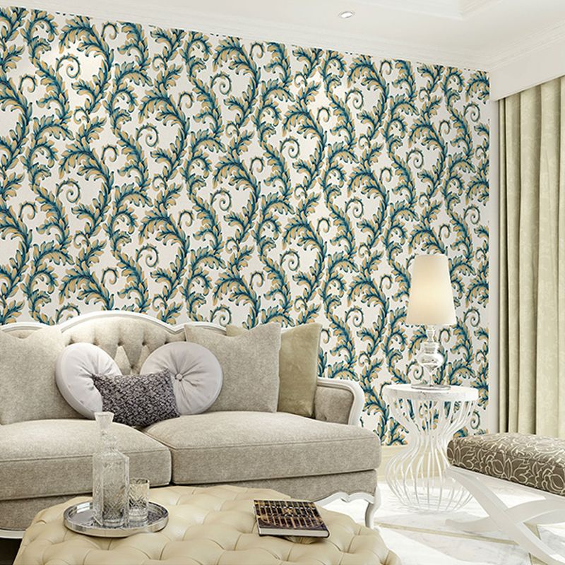 57.1-sq ft Damask Wallpaper Retro Leaf Print Wall Covering in Dark Color for Accent Wall