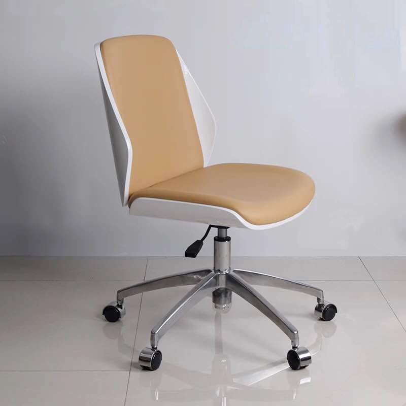 Contemporary Swivel Office Chair Mid-Back Armless Wood Back Chair