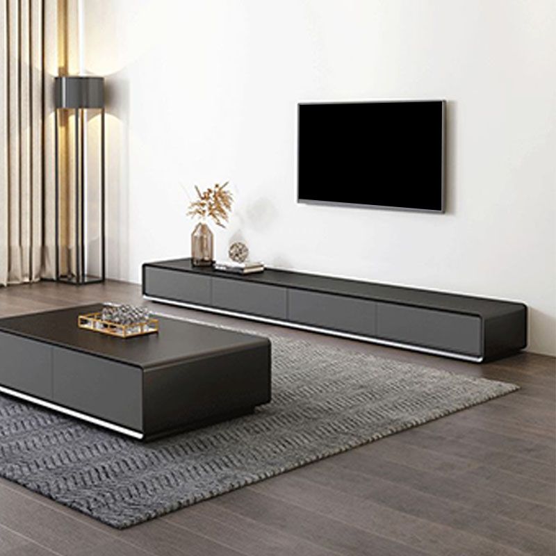 Black Wooden TV Console , Scandinavian TV Stand with Drawers