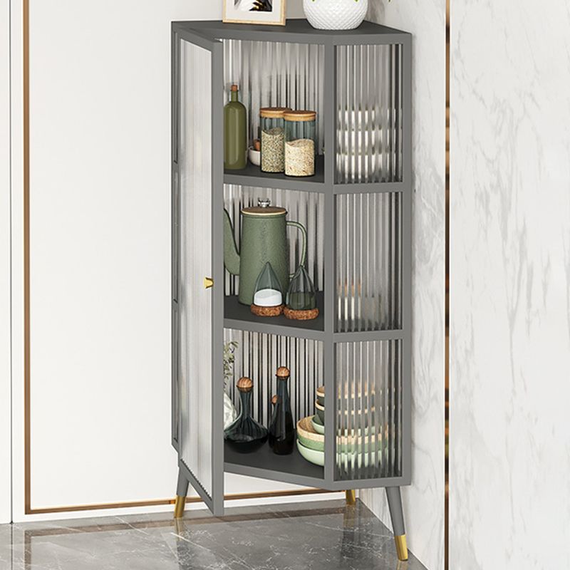 Metal Industrial Curio Cabinet Glass Doors Display Cabinet for Living Room, 16"L X 16"W