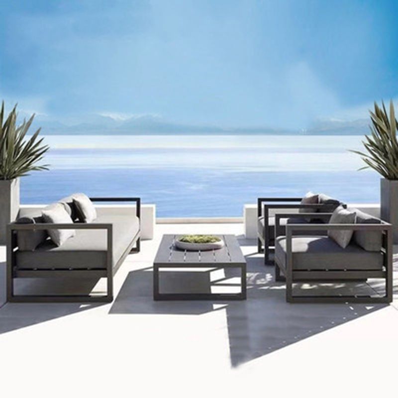 Modern & Contemporary Outdoor Loveseat UV Resistant Gray Fabric Cushion