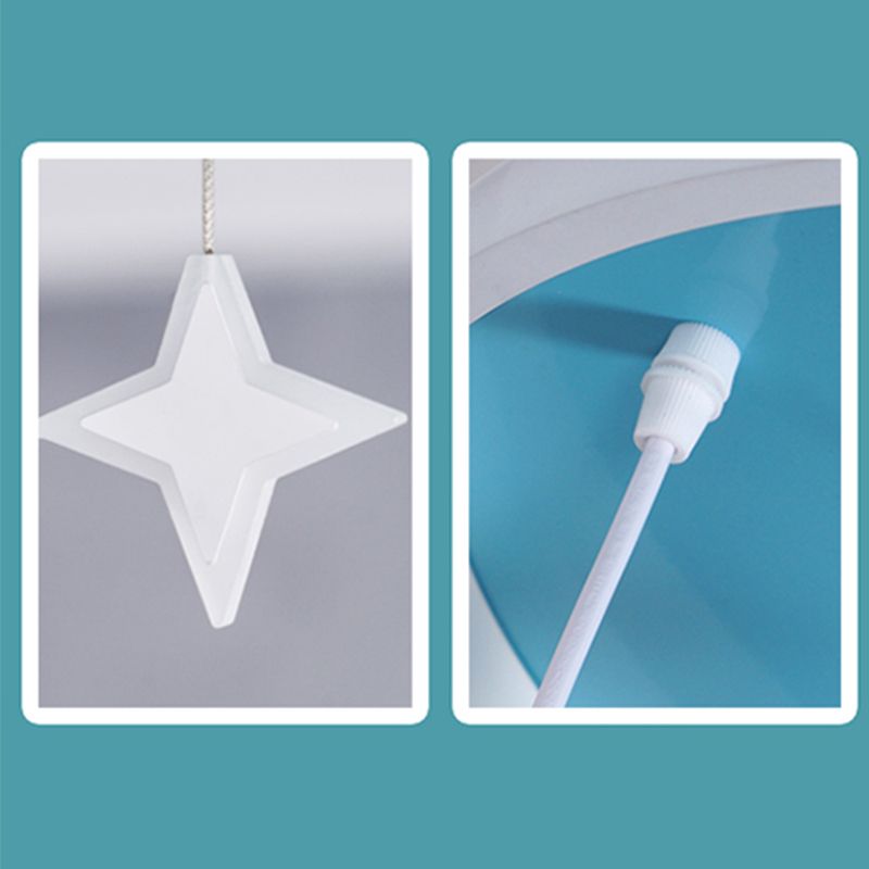 Starry LED Ceiling Mount Light Cartoon Acrylic Flush Light with Round in Green for Baby Bedroom