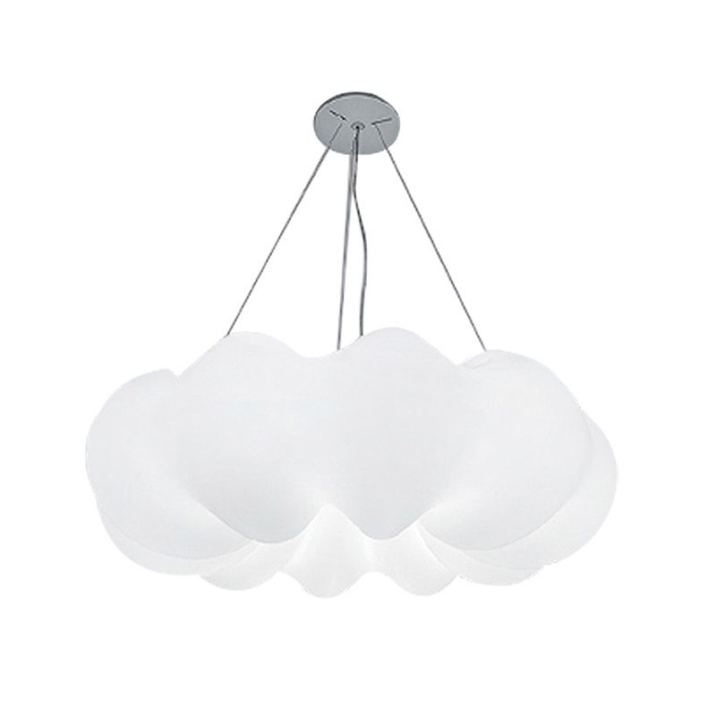 Cloud Hanging Ceiling Light Minimalist Plastic LED Bedroom Suspension Lighting in White