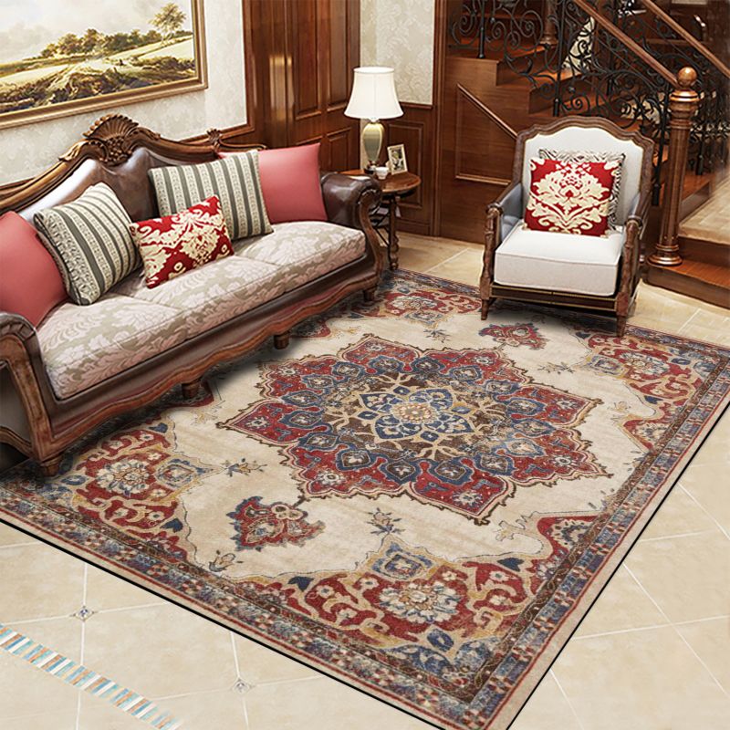 Retro Multicolor Rug Moroccan Synthetics Floral Estampada alfombra estampada Anti-Slip lavable para mascotas para sala familiar